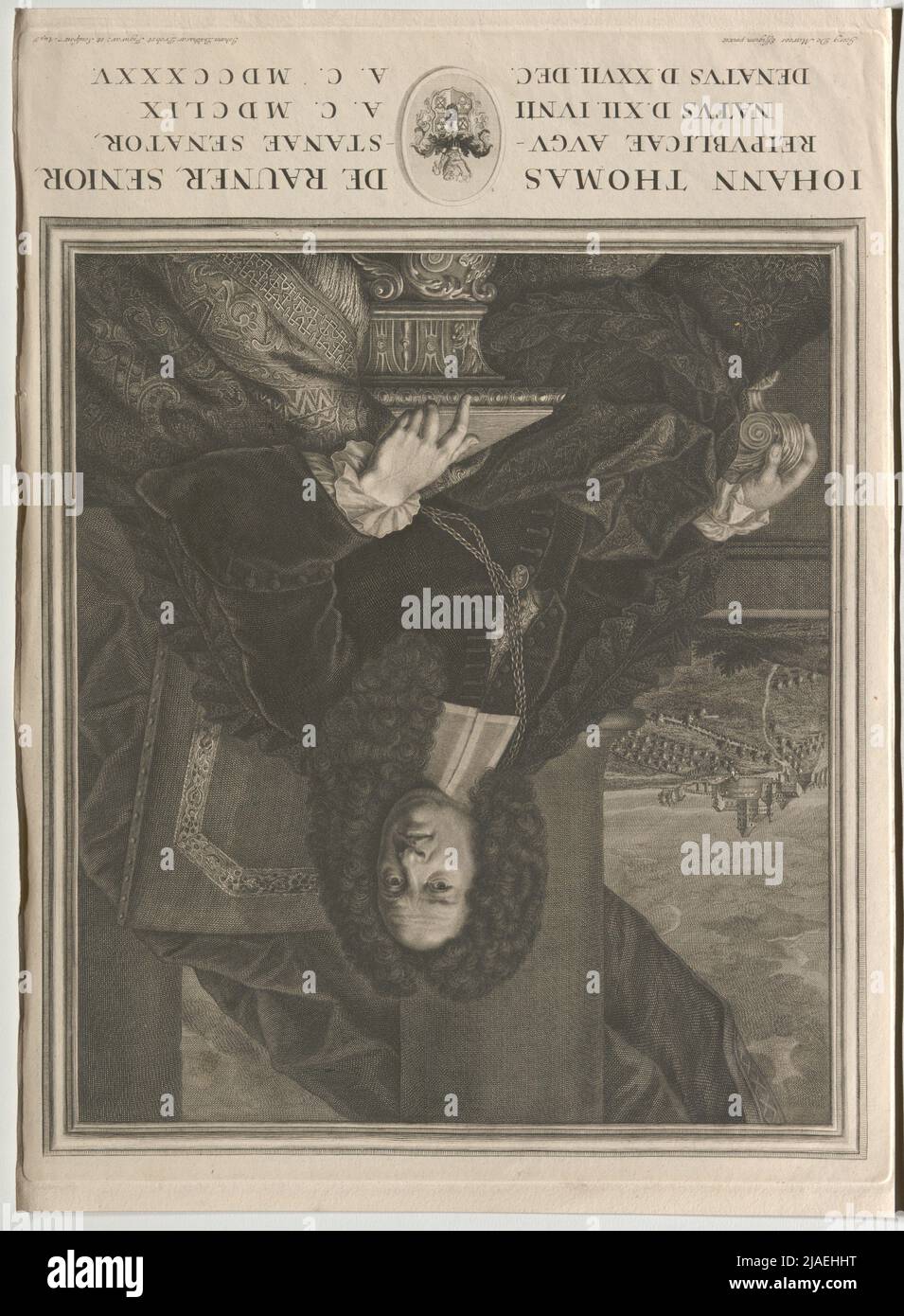 Johann Thomas de Rauner, Senior, sénateur de la République d'Augustane, né D. XII. Juin A. C. 1659 Denatis D. 27. Déc. A. 1735. '. Thomas Rauner Senior, Augsburger Patrizier. Johann Balthasar Probst (1673-1750), Copper Engraver, après : George des Marées (Oder Desmarées) (1697-1776), artiste Banque D'Images