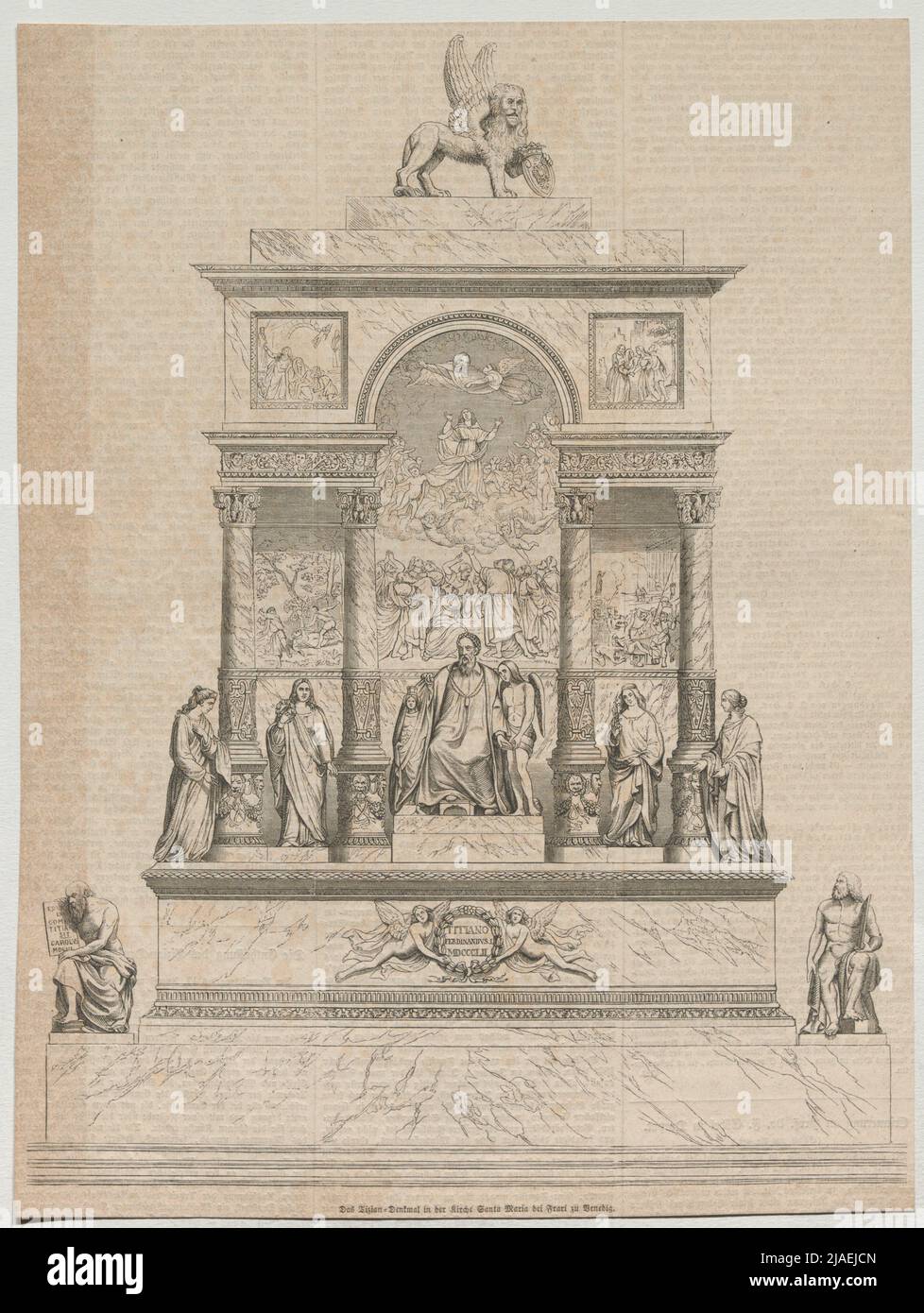 Le monument de Titien dans l'église de Santa Maria dei Frari à Venise (couture de bois de journal fait de l'imprimerie inconnue). Inconnu Banque D'Images