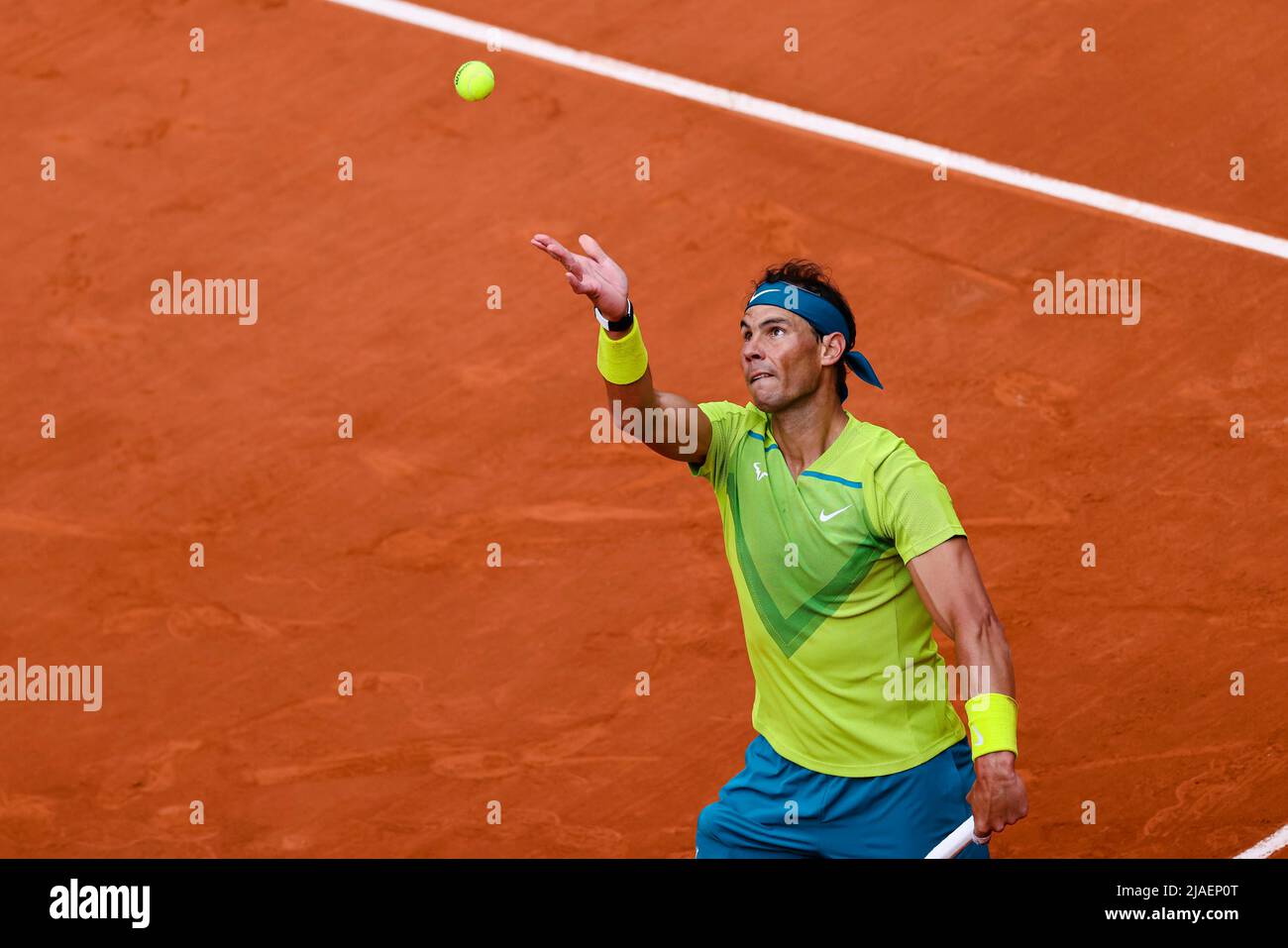 Paris, France. 29th mai 2022. Tennis : Grand Chelem/WTA Tour/ATP - Open de France, hommes, 4th tours, Auger-Aliassime (Canada) -Nadal (Espagne). Rafael Nadal est en action. Credit: Frank Molter/dpa/Alay Live News Banque D'Images