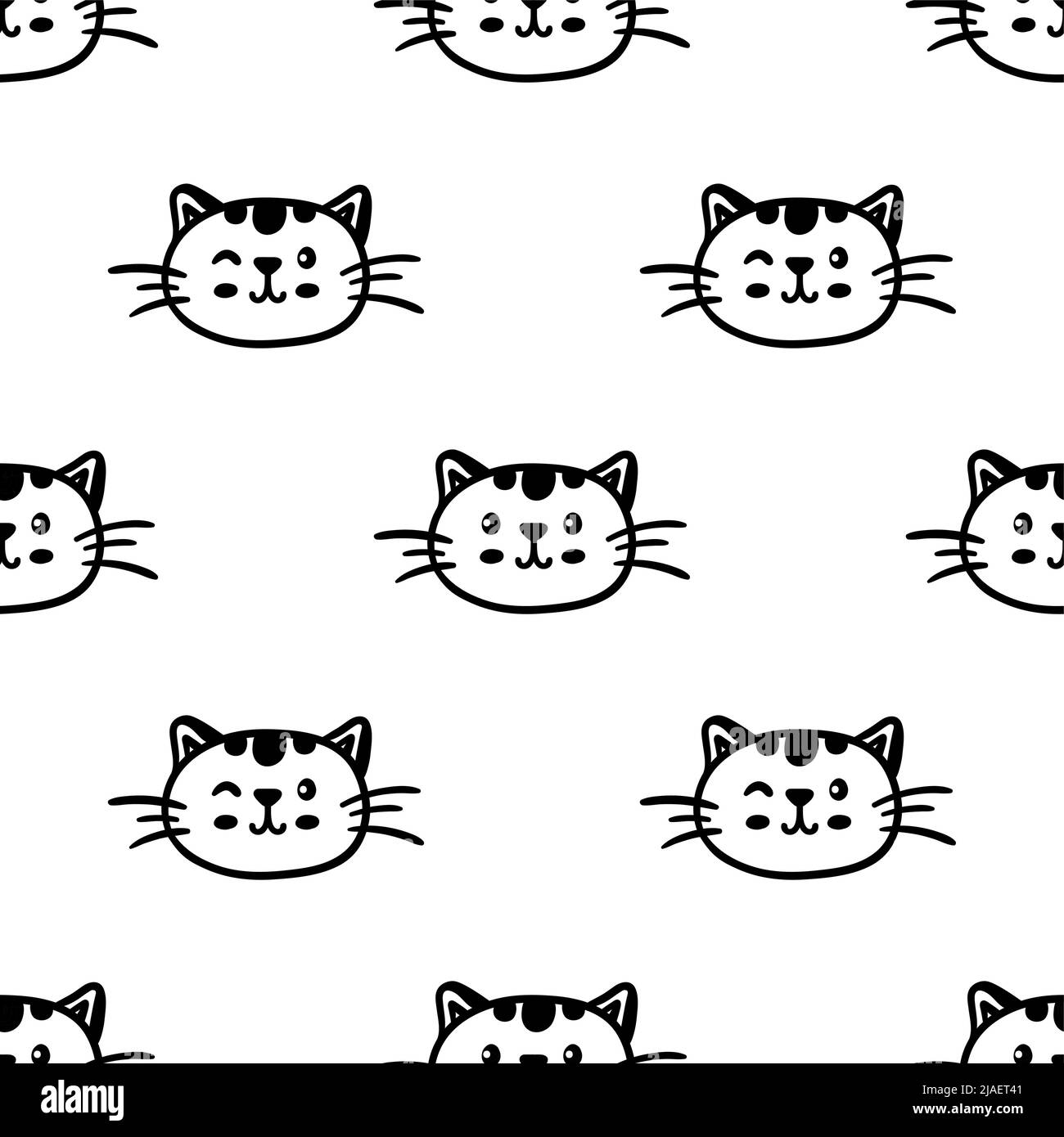 Motif chat noir sans couture. Illustration du vecteur d'arrière-plan Meow et Cat Paws. Joli personnage de dessin animé pastel pour bébé fille de bébé imprimé. Illustration de Vecteur