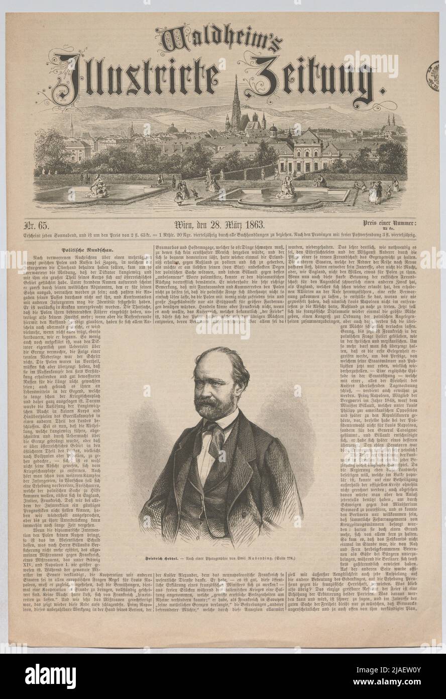 Friedrich Hebbel (journal illustré de Waldheim). Après : Emil Rabending (1823-1886), photographe Banque D'Images