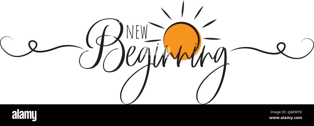 Nouveau début, vecteur. Des citations positives motivantes. Design de l'élément verbal isolé sur fond blanc. Illustration de Vecteur