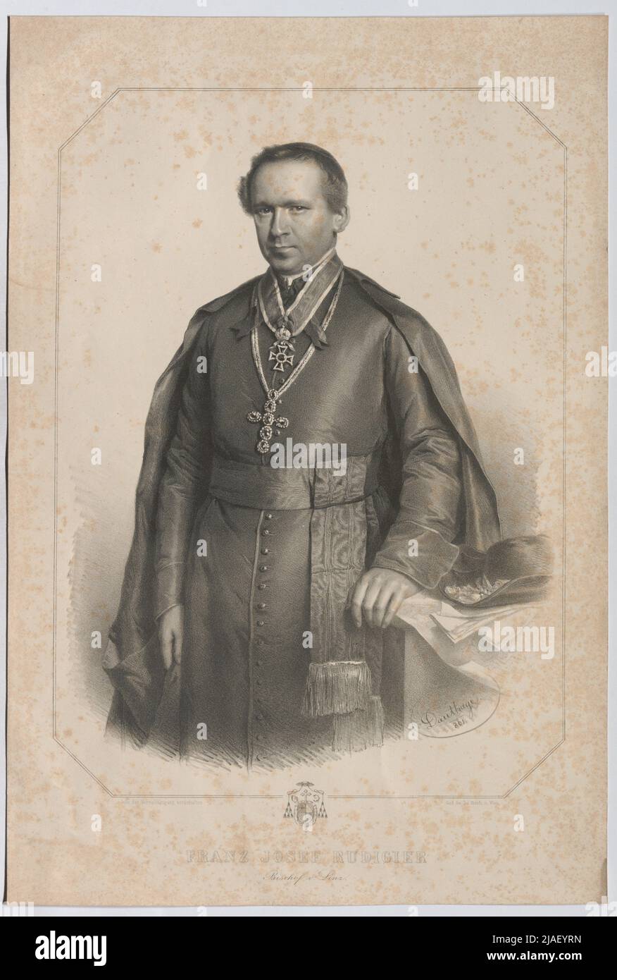 Franz Joseph Rudigier, évêque de Linz. Adolf Dauthage (1825-1883), lithographe, Joseph Stoufs, imprimeur Banque D'Images