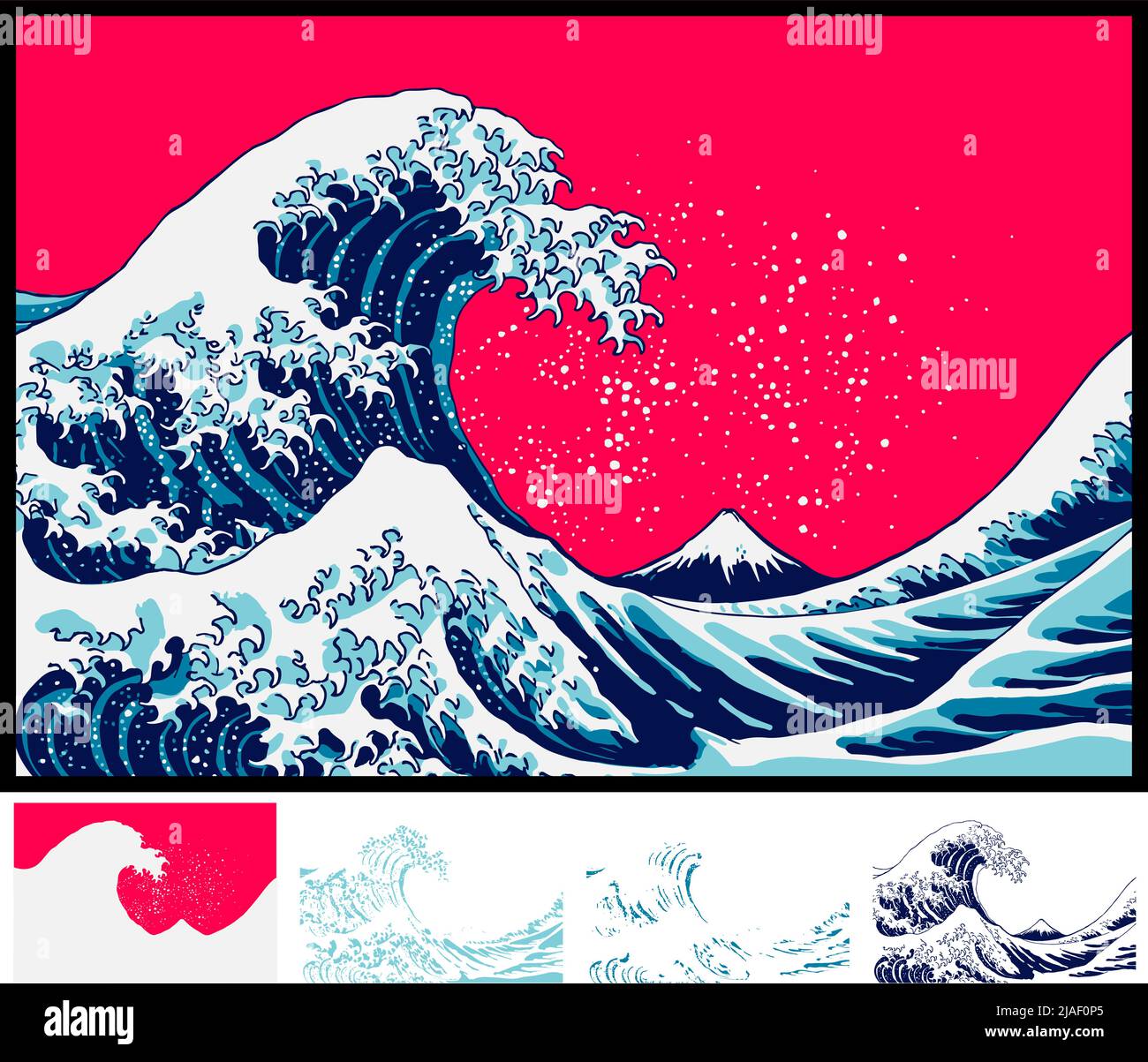 Katsushika Hokusai Kanagawa Okinami Ura image.IT est des données vectorielles qui est facile à éditer. Illustration de Vecteur