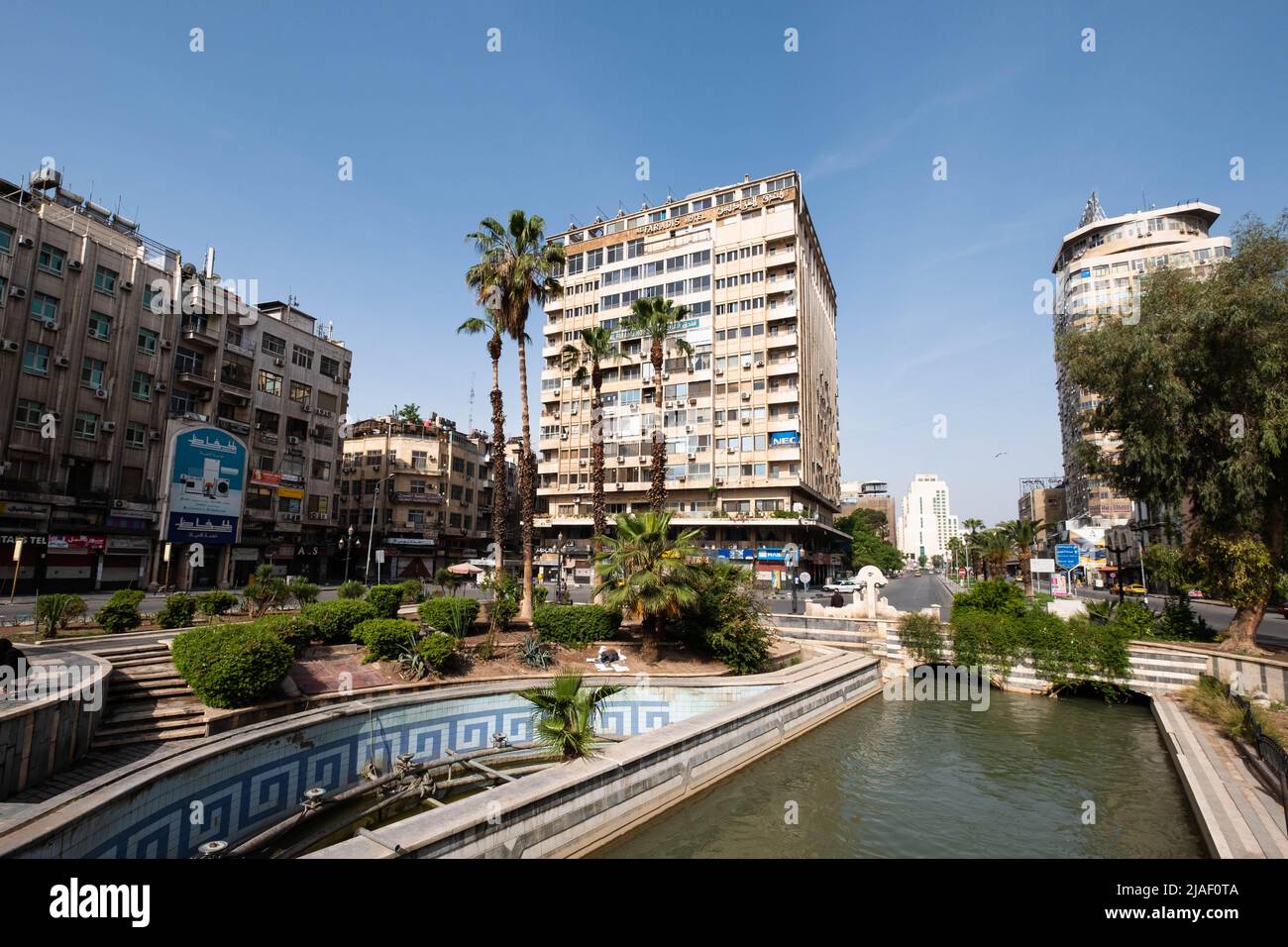 Damas, Syrie - Mai 2022 : place publique (place Al Marjeh), scène de rue dans le centre-ville de Damas Banque D'Images