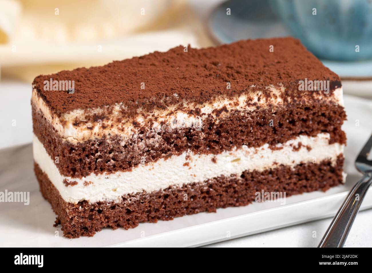 Gâteau de tiramisu. Gâteau au tiramisu sur fond blanc. Gros plan Banque D'Images