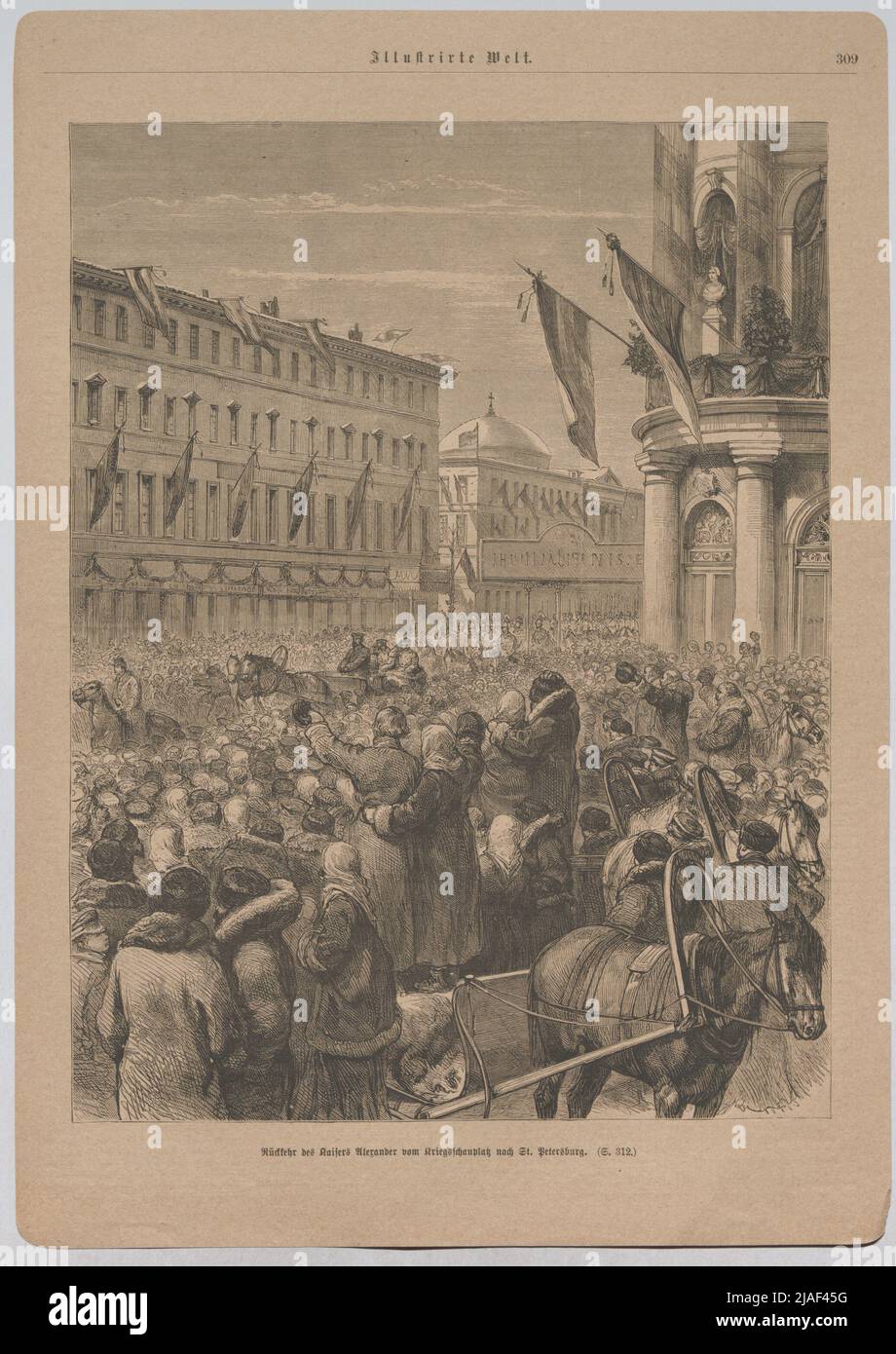 Retour de l'empereur Alexandre du théâtre de guerre à Saint-Pétersbourg (du "monde illustré"). Inconnu Banque D'Images