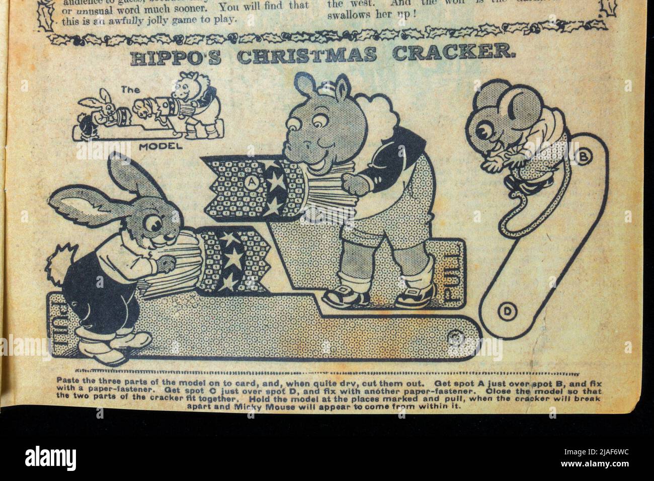 Dans le magazine 'Playtime' comic Chryctstmas Edition, 23rd décembre 1923, une réplique de souvenirs liés à Noël. Banque D'Images