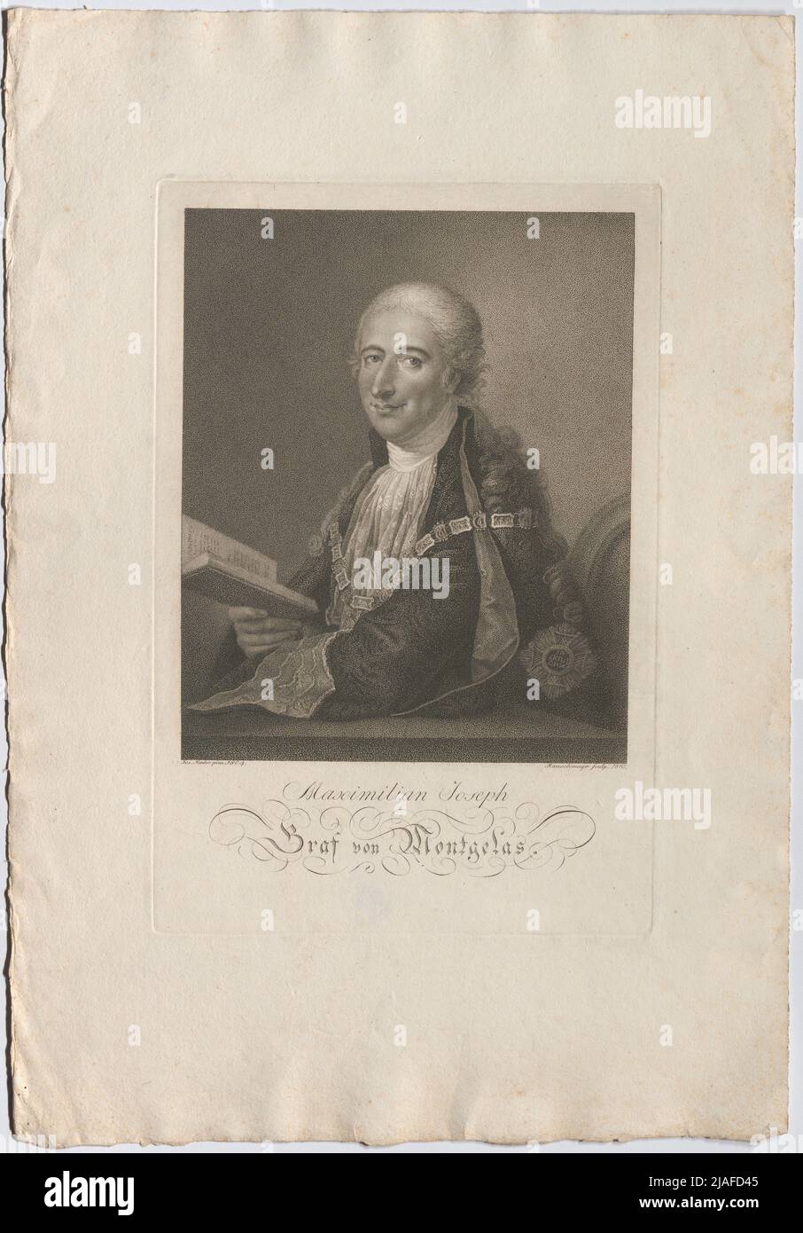 Maximilian Joseph Graf von Montgelas. '. Maximilian Joseph Graf von Montgelas, ministre bavarois. Joseph Peter Paul Rauschmayer (1758-1815), Copper Engraver, après Joseph Hauber (1766-1834), artiste Banque D'Images