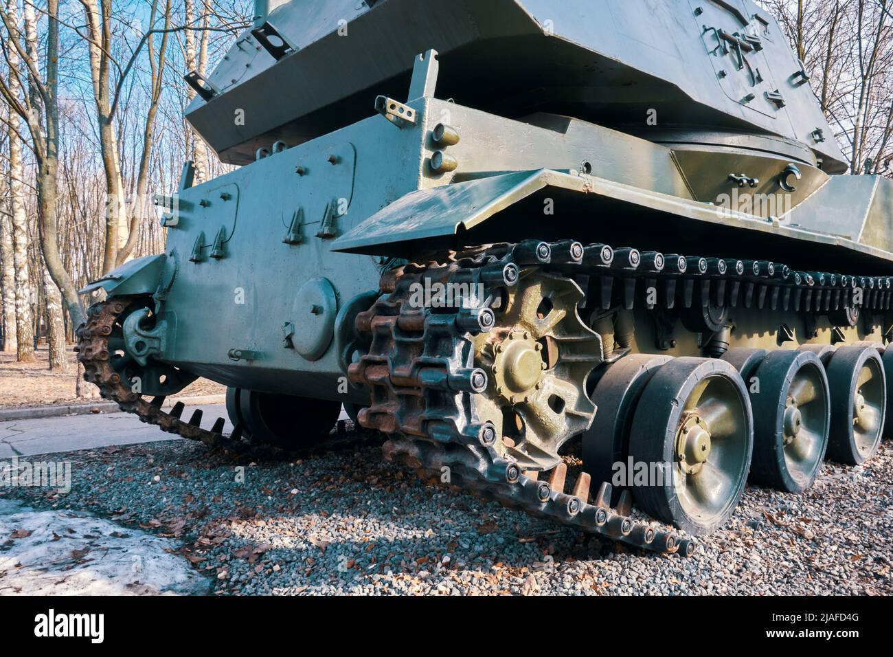Piste de char militaire russe, vue rapprochée Banque D'Images
