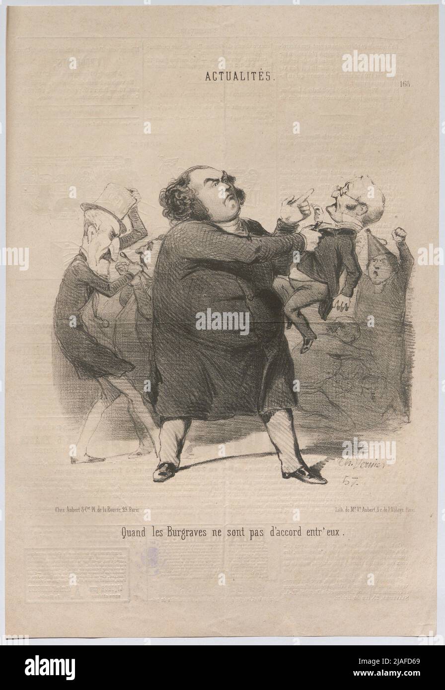 Quand les terriers ne sont pas d'accord entr'eux. '. Charles Vernier: Comment sont probablement les Burggrafen; y compris Charles Forbes René de Montalembert, publiciste et historien, 1857. Charles Vernier (1831-1892), artiste, Aubert & Cie., Maison d'édition Banque D'Images