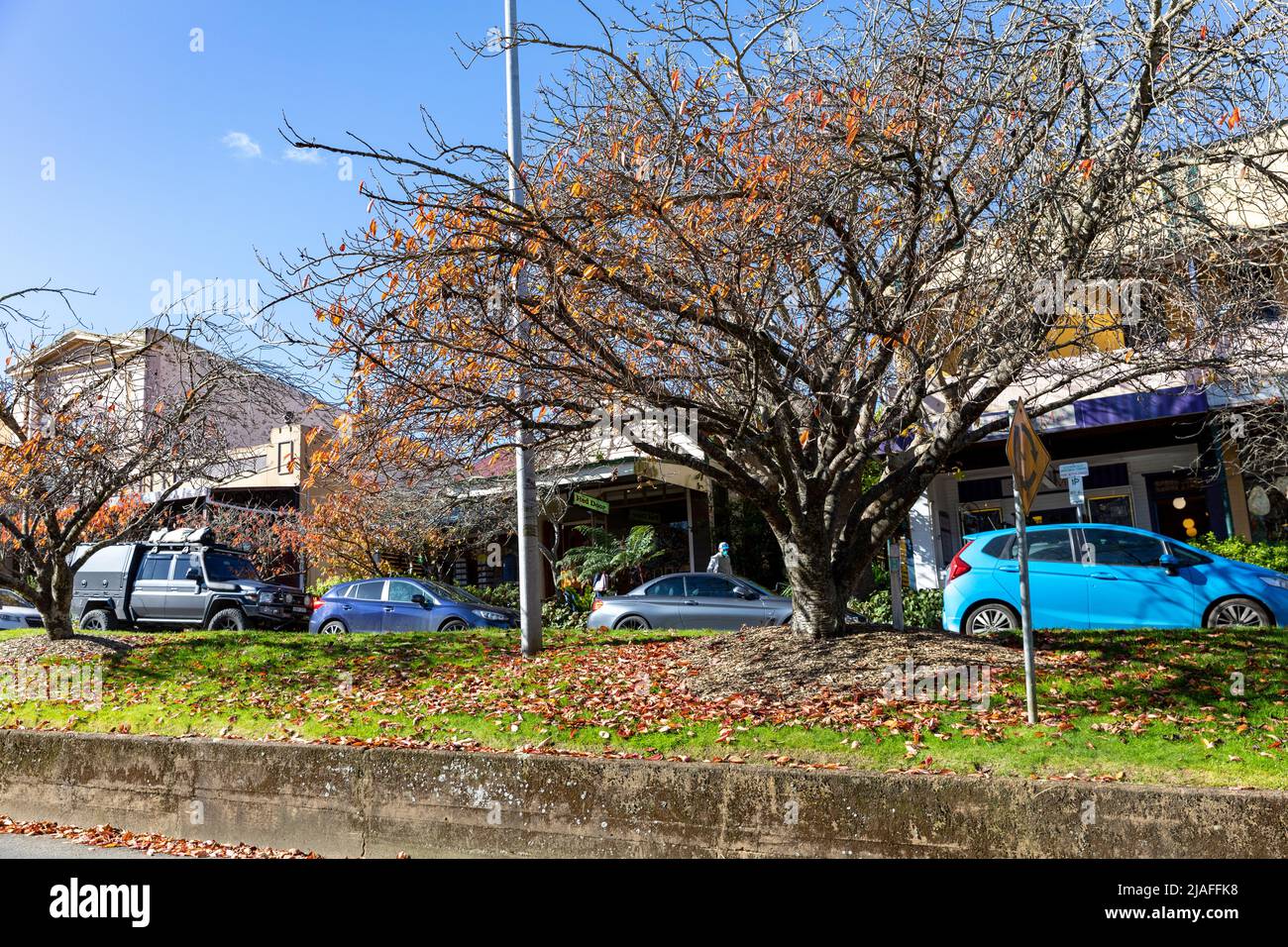 Centre-ville du village de Leura dans le parc national des Blue Mountains, jour d'automne, Nouvelle-Galles du Sud, Australie Banque D'Images