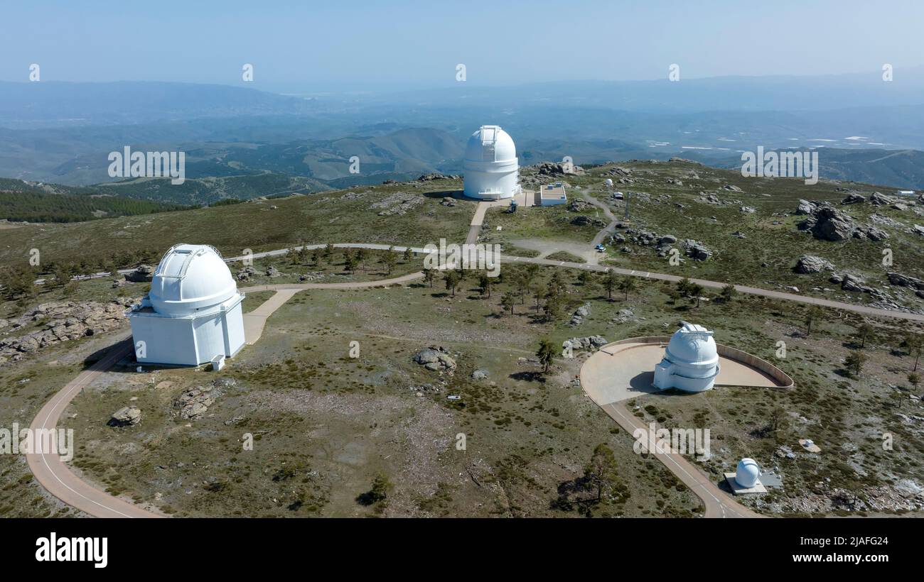 Installations de l'observatoire de Calar Alto dans la province d'Almeria, Espagne. Banque D'Images