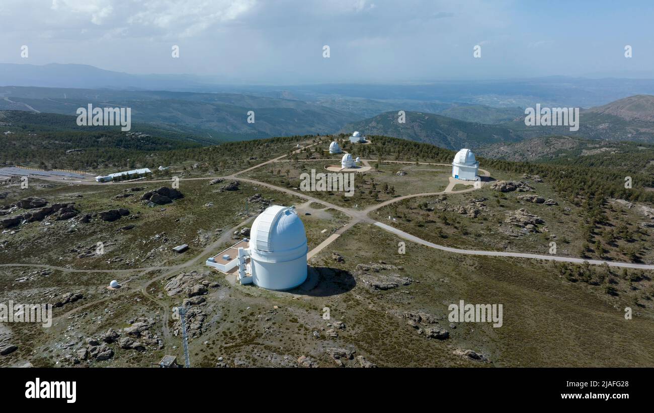 Installations de l'observatoire de Calar Alto dans la province d'Almeria, Espagne. Banque D'Images