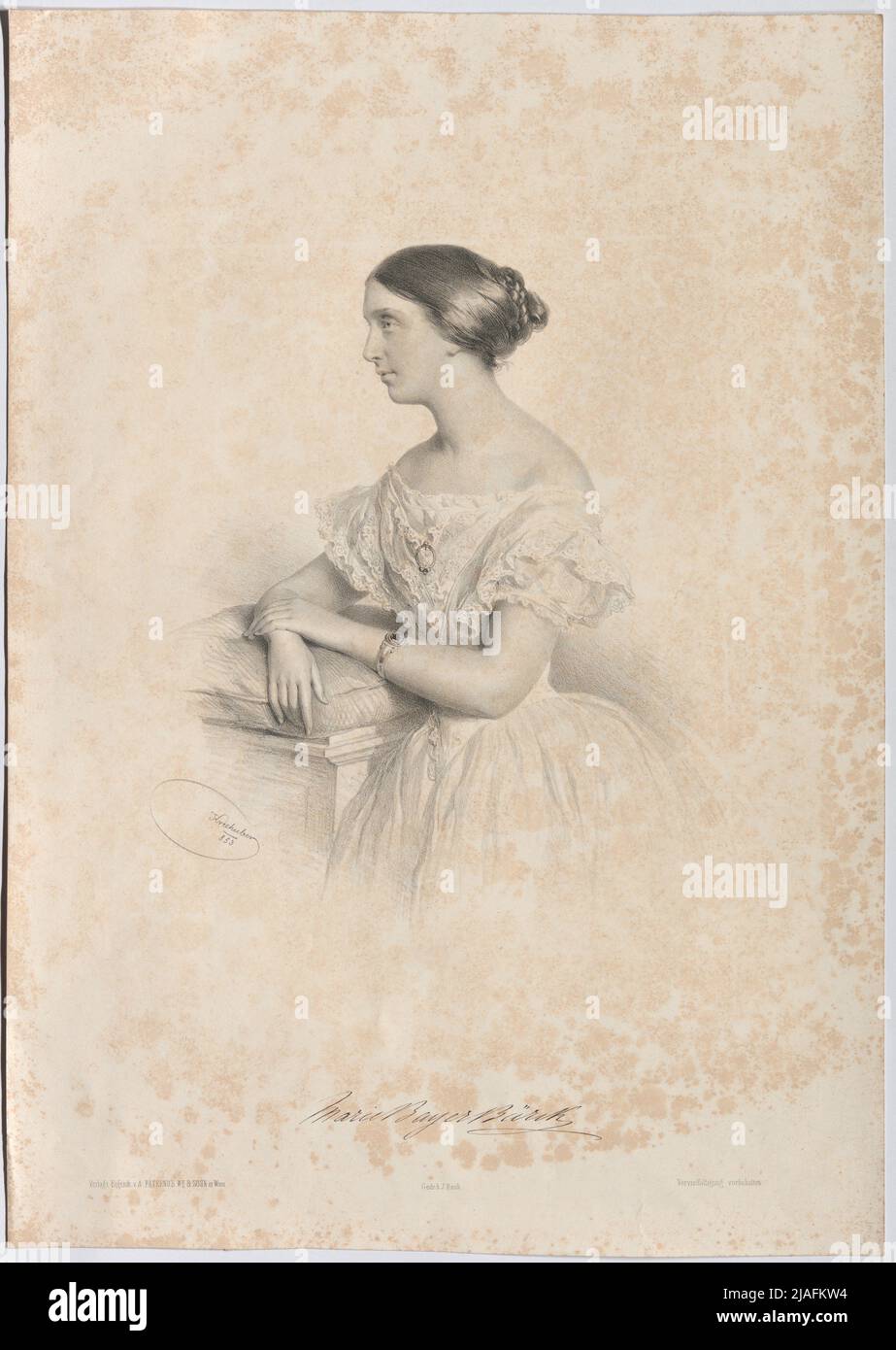 Marie Bayer Bürck. Josef Kriehuber (1800-1876), lithographe, veuve d'Anton Paterno, maison d'édition, Johann Rauh (1803-1863), imprimante Banque D'Images