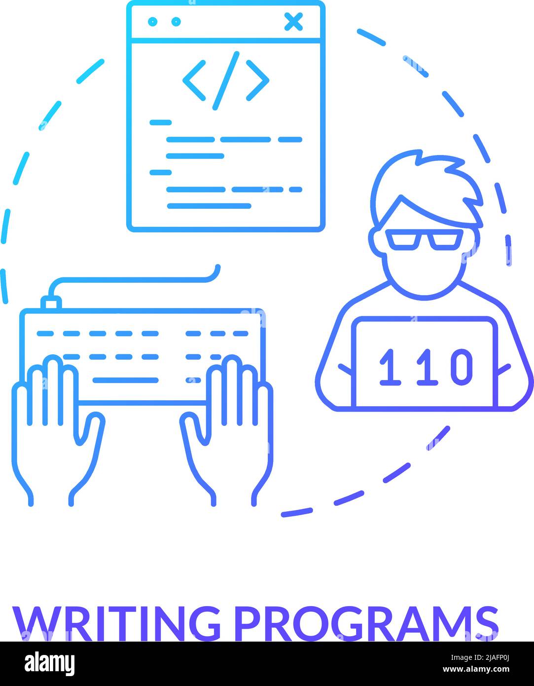 Icône de concept de gradient bleu des programmes d'écriture Illustration de Vecteur