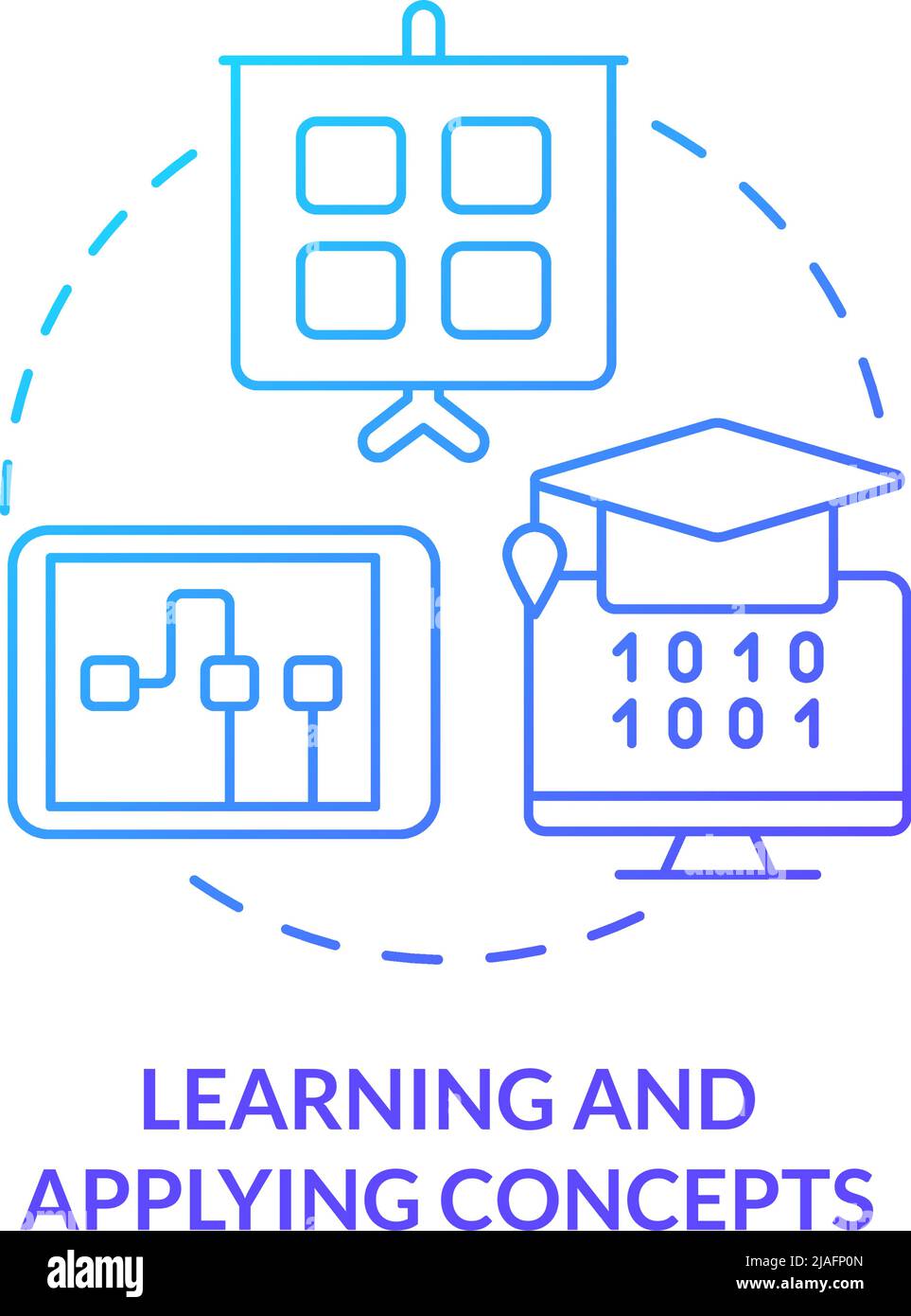 Apprendre et appliquer les concepts icône de concept de gradient bleu Illustration de Vecteur