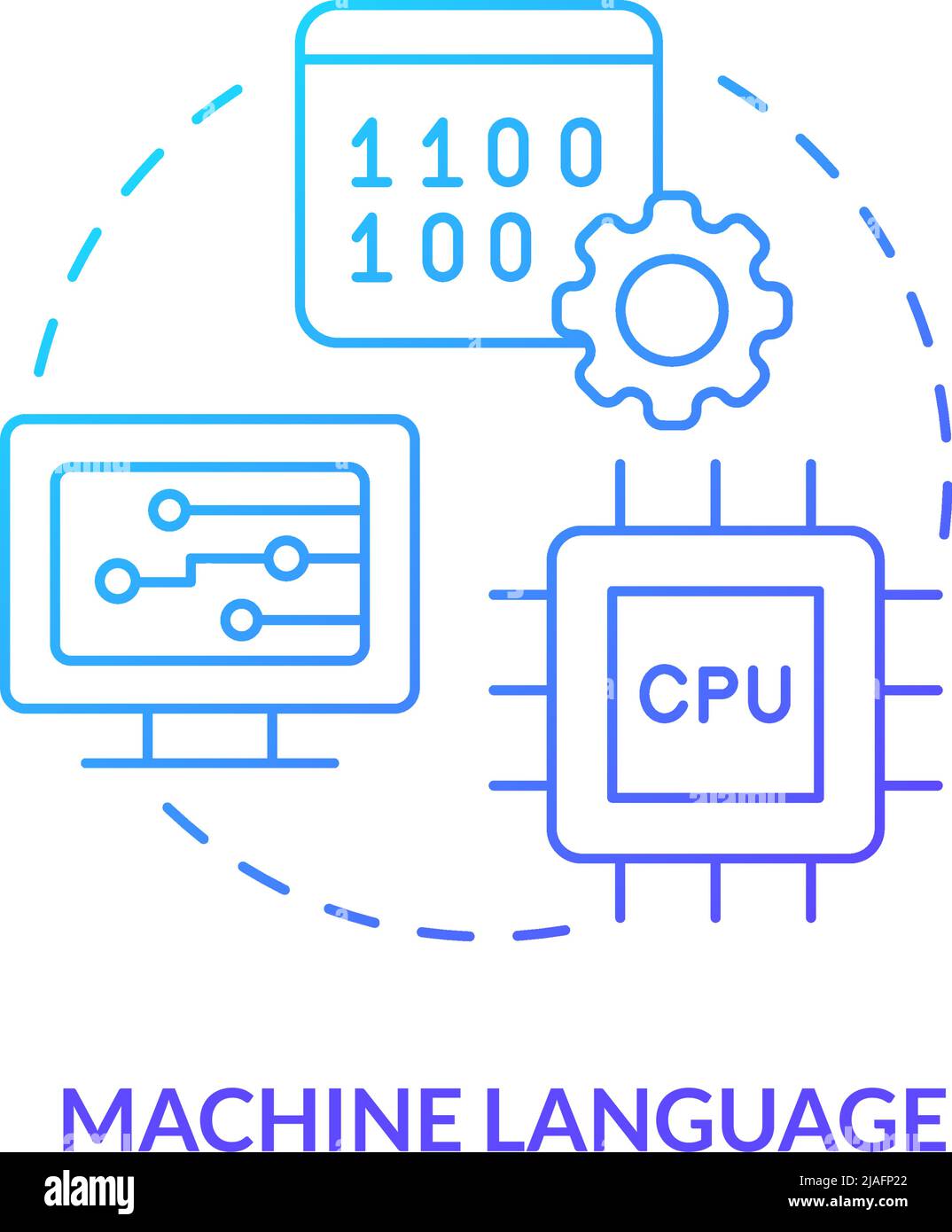 Icône de concept de gradient bleu de la langue de la machine Illustration de Vecteur
