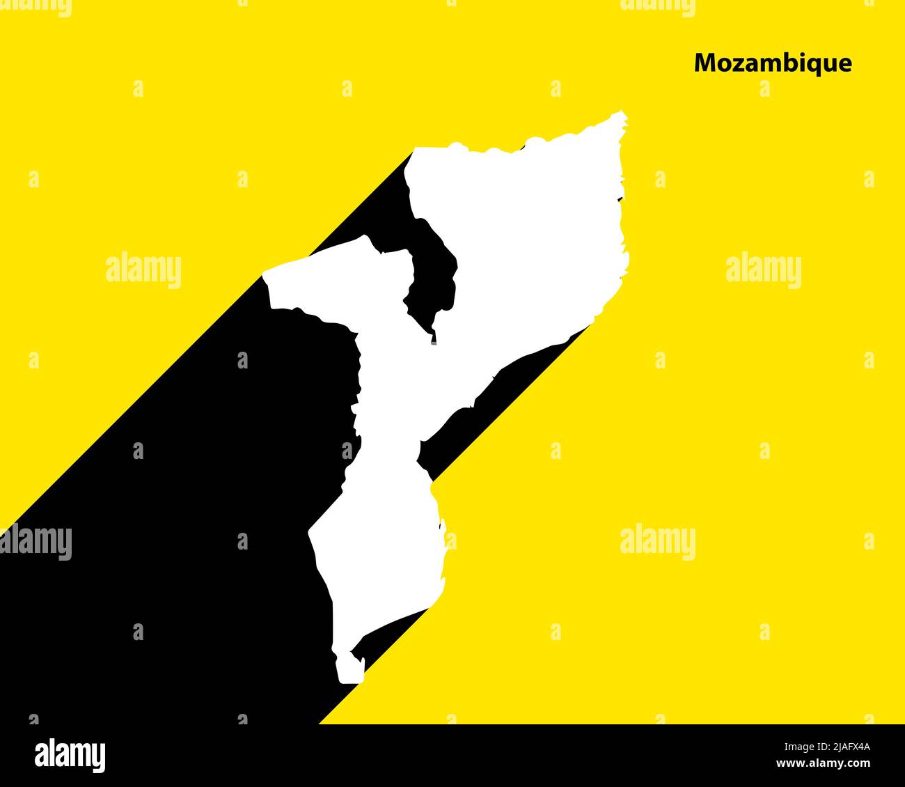 Mozambique carte sur affiche rétro avec ombre longue. Signe vintage facile à éditer, manipuler, redimensionner ou coloriser. Illustration de Vecteur
