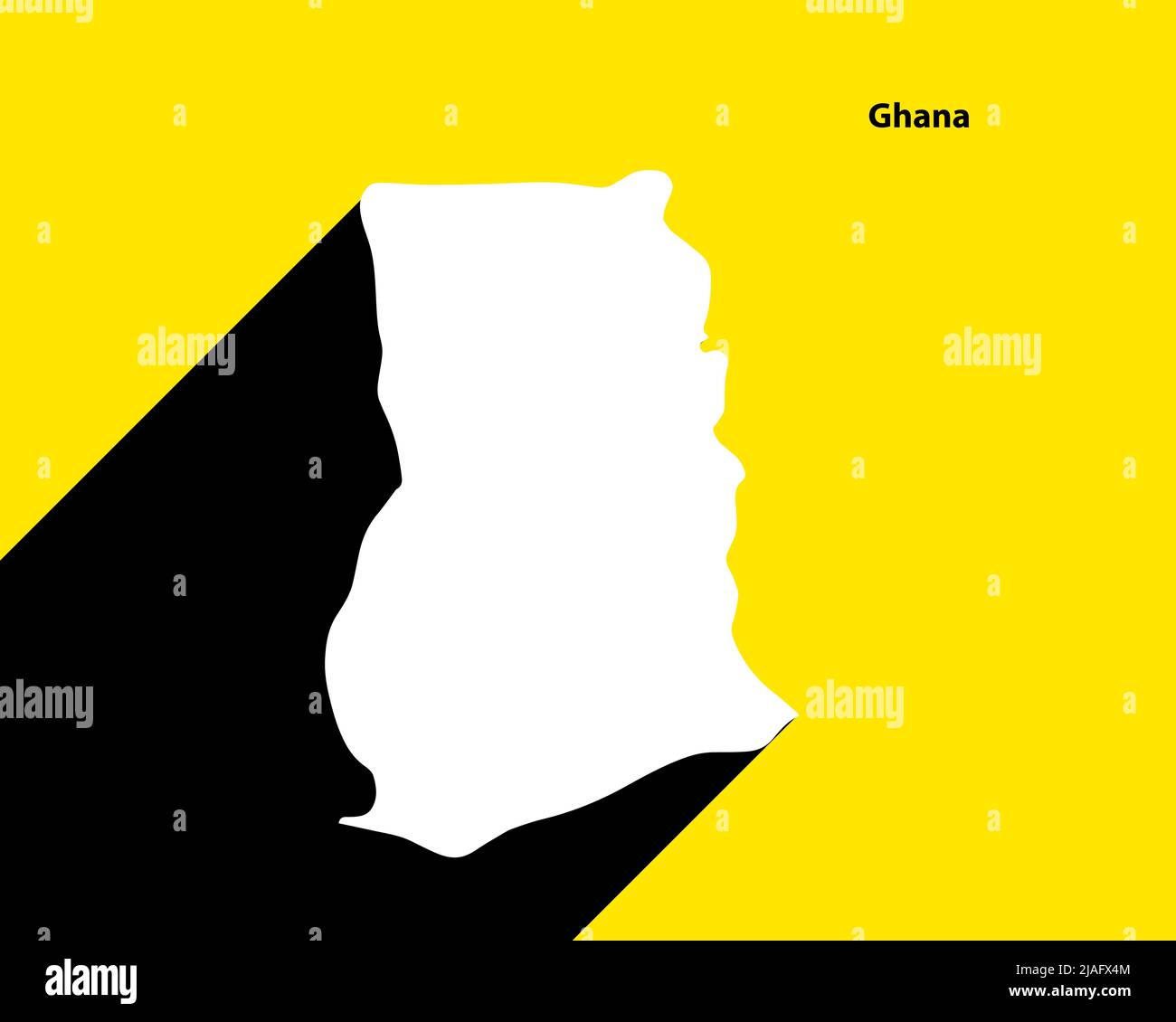 Ghana carte sur une affiche rétro avec une ombre longue. Signe vintage facile à éditer, manipuler, redimensionner ou coloriser. Illustration de Vecteur