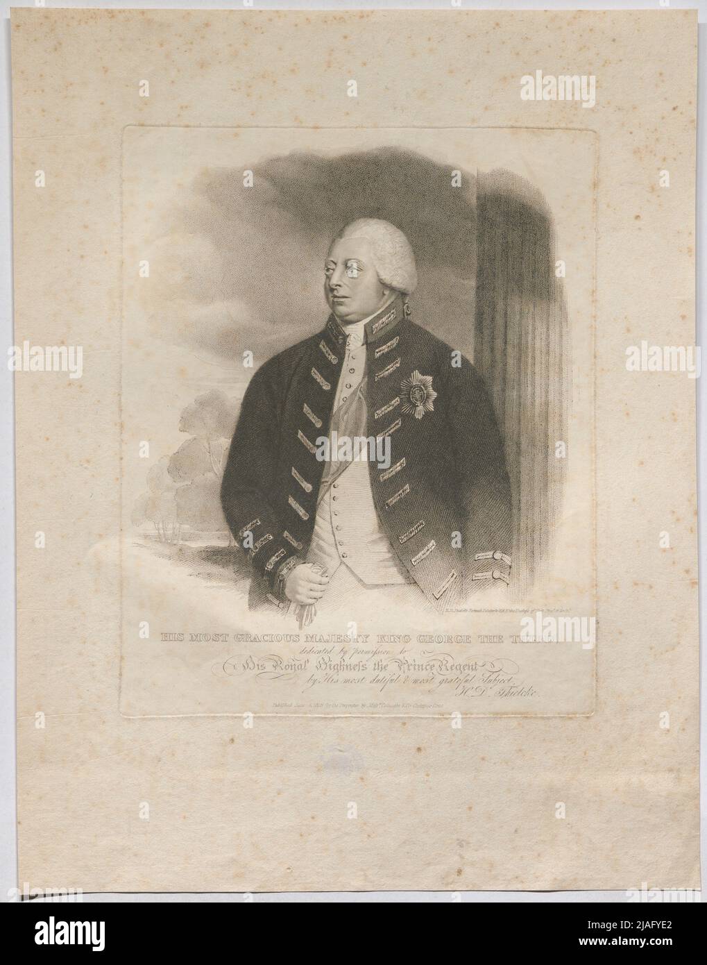 SON ROI GEORGE LE TROISIÈME ROI LE PLUS GRACIEUSE. Georg III., König von Großbritannien. Henry Daniel Thielcke (1788—1874), graveur de cuivre Banque D'Images