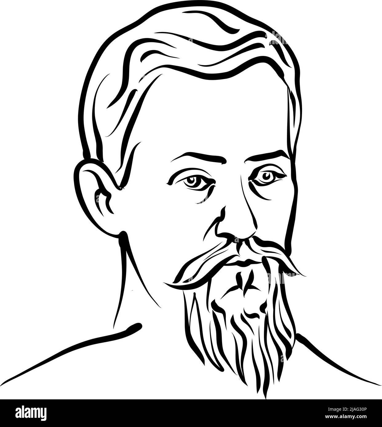 Johannes Kepler dessin vectoriel moderne. Croquis dessiné à la main par l'artiste Knut Hebstrit. Dessin pour utilisation sur tout projet de marketing et pour la revente comme Illustration de Vecteur