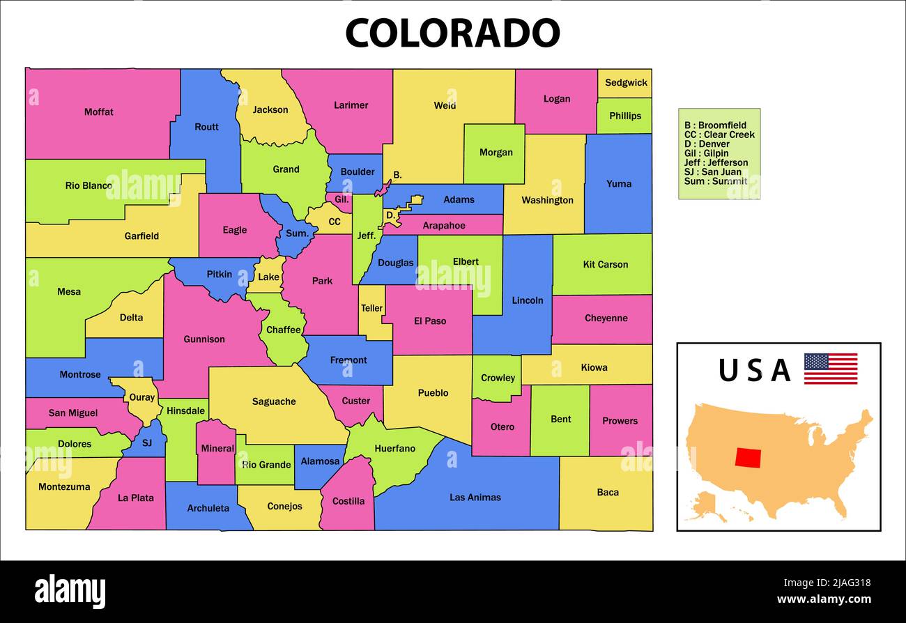 Mapa politico de colorado Banque de photographies et d’images à haute ...