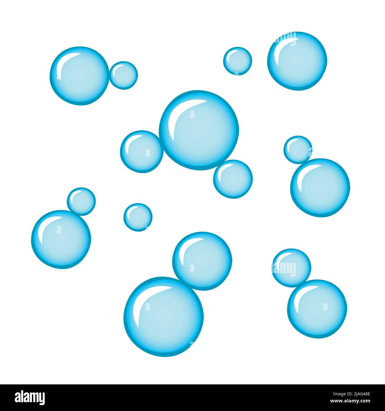 bulles de savon bleu brillant isolées sur fond blanc Illustration de Vecteur