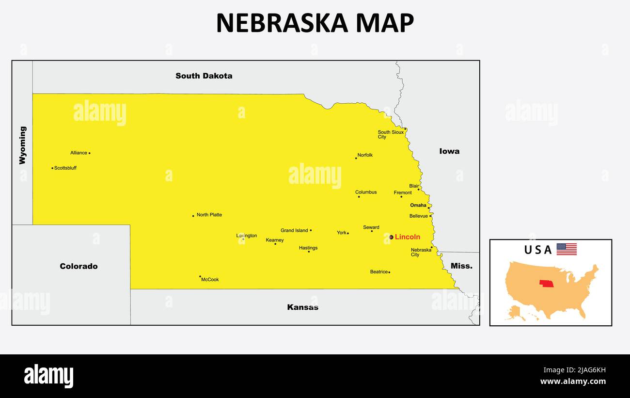 Carte Routi Re De Nebraska Banque D Images Vectorielles Alamy Carte Nebraska Carte De L Etat Et Du District Du Nebraska Carte Politique Du Nebraska Avec Le Quartier Principal 2jag6kh