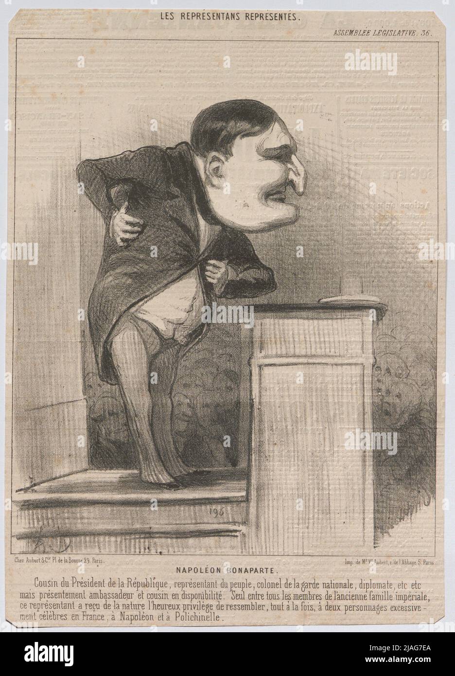 Napoléon Bonaparte. '. Le prince Napoléon au pupitre (caricature, probablement de' le Charivari '). Honoré Daumier (1808-1879), caricaturiste, Aubert & Cie., Maison d'édition Banque D'Images