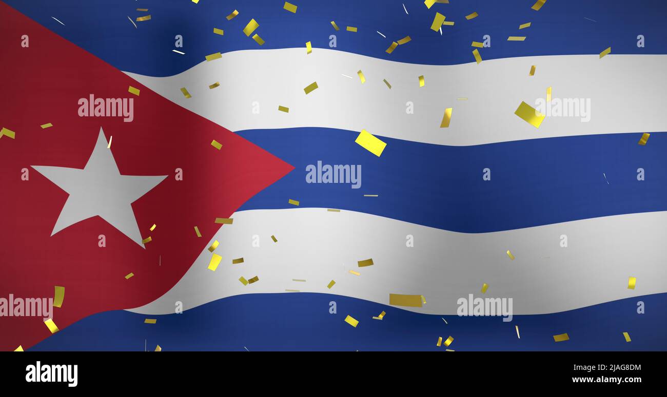 Image de confetti sur le drapeau de cuba Banque D'Images