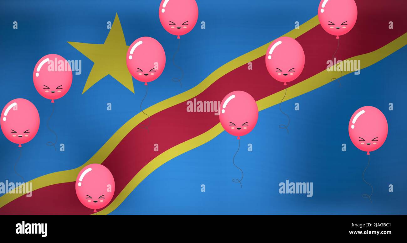 Image de ballons au-dessus du drapeau du congo Banque D'Images