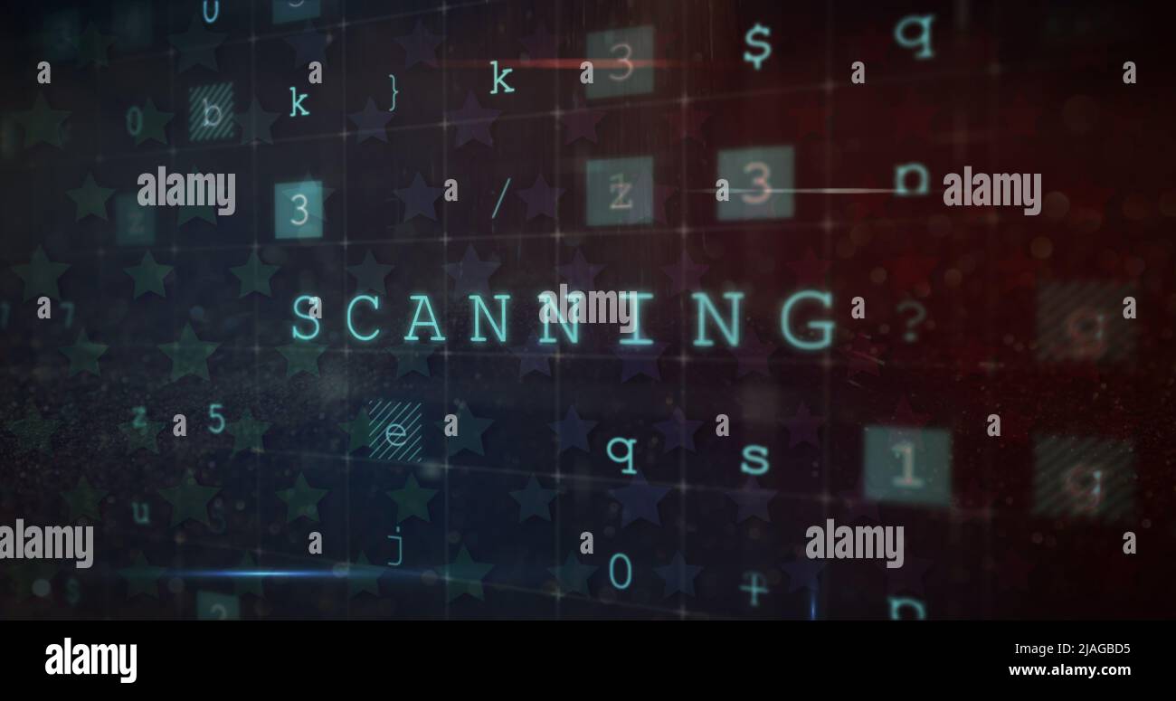 Image de l'avertissement de cyber-attaque au-dessus d'étoiles sur fond noir Banque D'Images