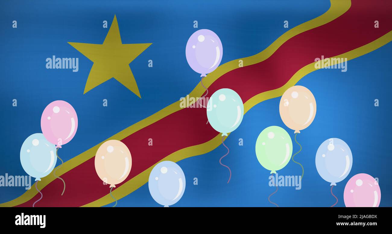 Image de ballons au-dessus du drapeau du congo Banque D'Images