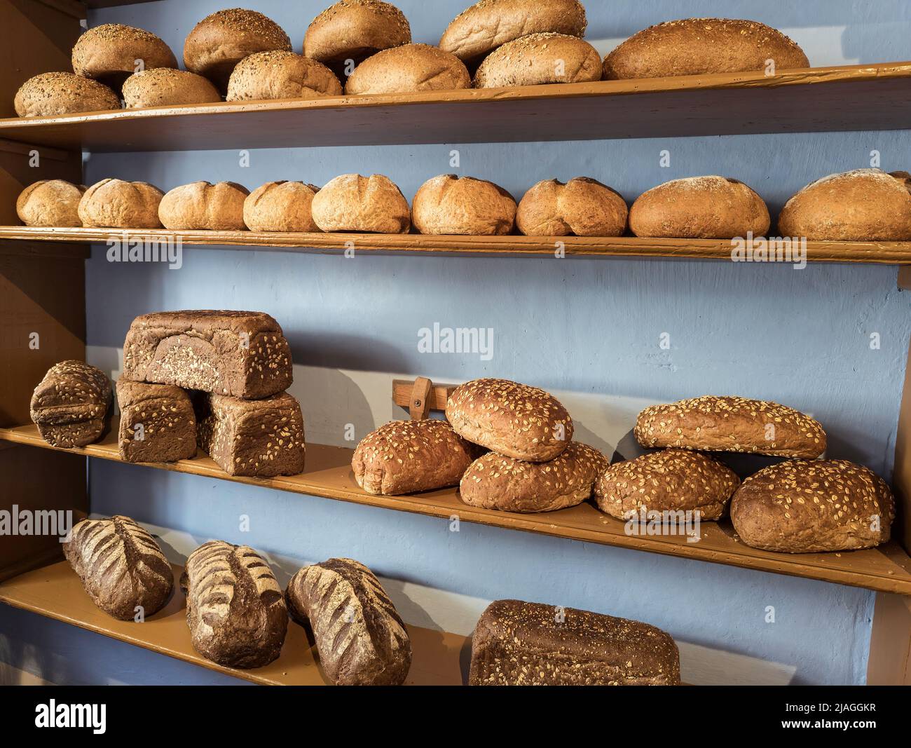 Différents types de pain et produits de boulangerie Banque D'Images