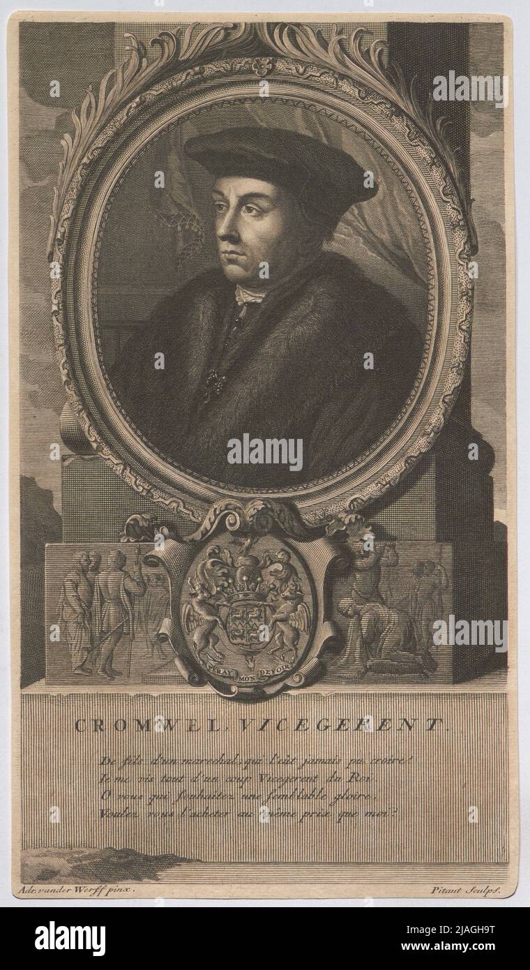 Cromwel, Vicegerent '. Cromwel, gouverneur du Roi. Nicolas Pitaut (1670-1724), Copper Engraver, après: Adriaen van der Werff (1659-1722), artiste Banque D'Images