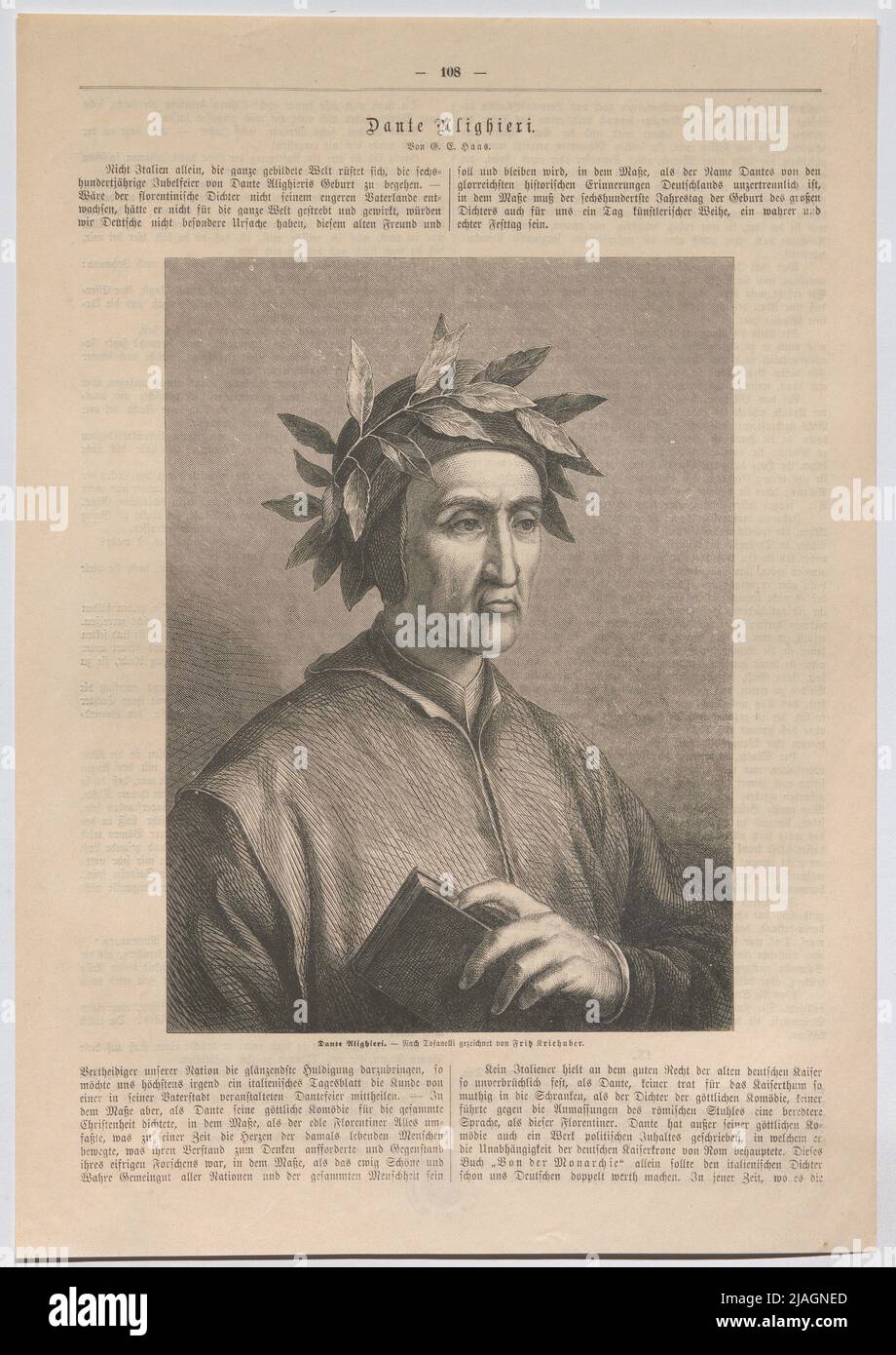 Dante Alighieri (du magazine mensuel illustré de Waldheim). Fritz Kriehuber (1834-1871), lithographie Banque D'Images