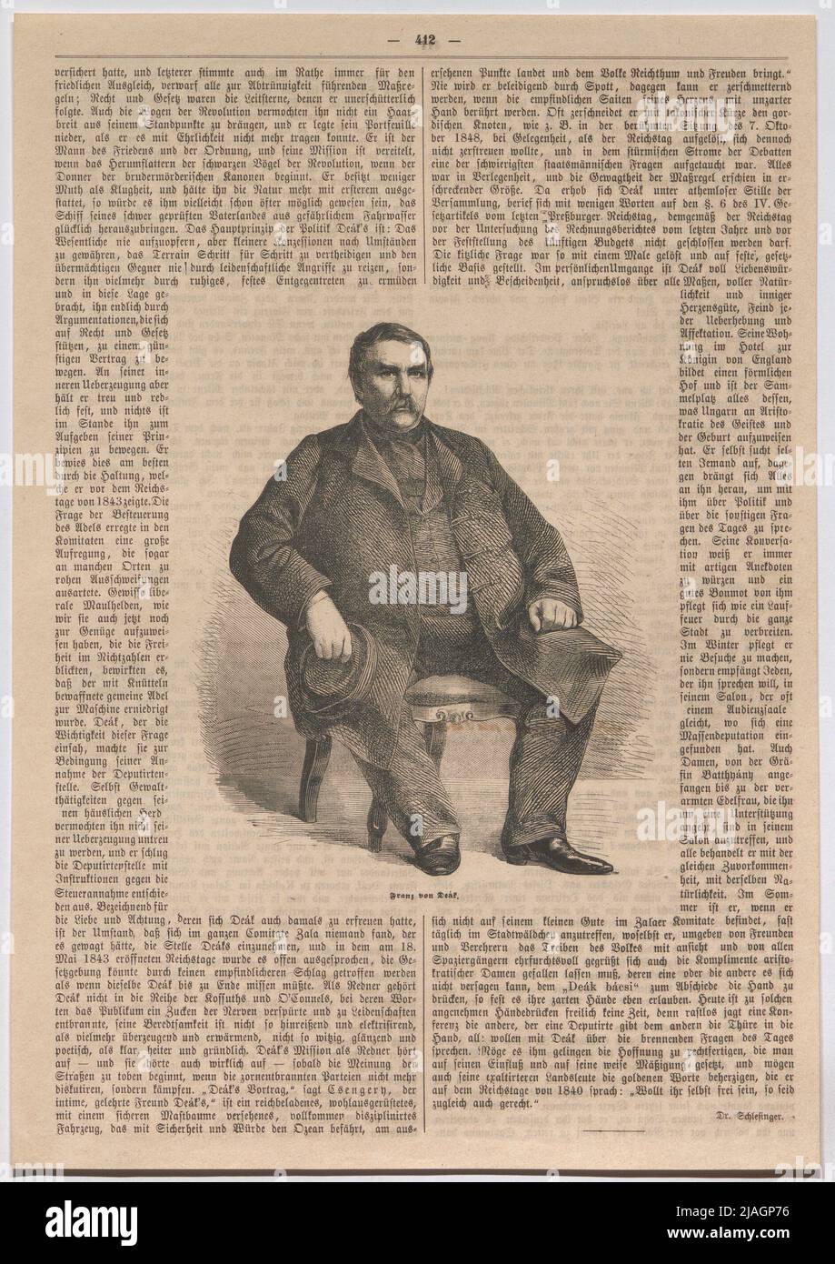 Franz von Deák; Portrait et biographie (du magazine mensuel illustré de Waldheim). Inconnu Banque D'Images