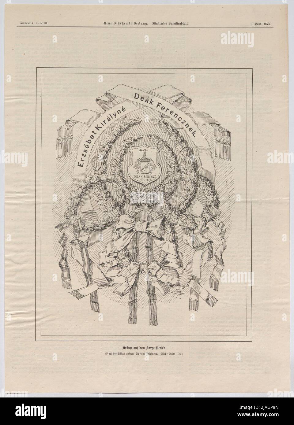 Franz Deák, des couronnes sur le cercueil de Deak (du "nouveau journal illustré. Famille illustrée'). Inconnu Banque D'Images