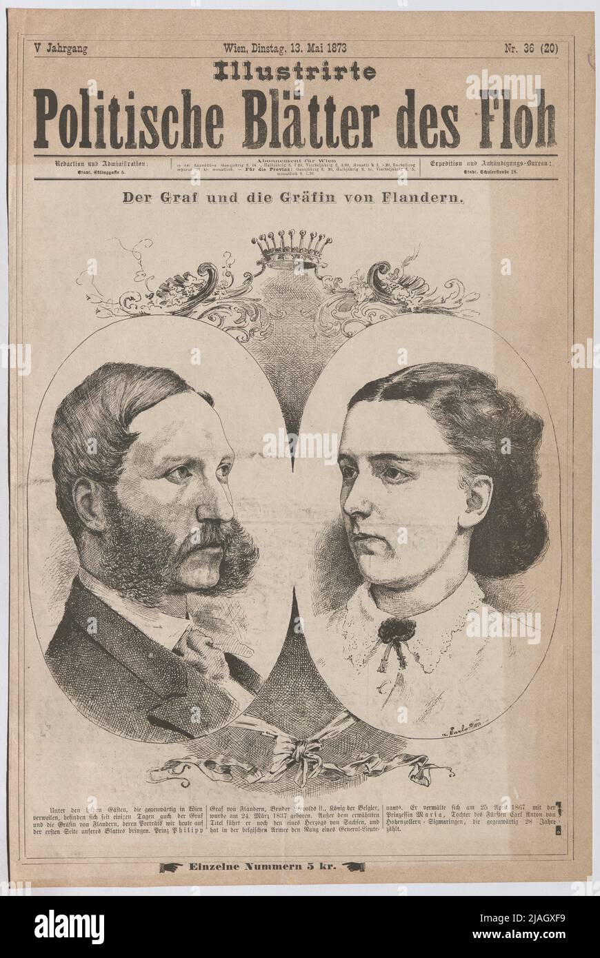 Le comte et la comtesse de Flandre; le prince Philipp et la princesse Maria (« feuilles politiques illustrées de la puce »). Inconnu Banque D'Images