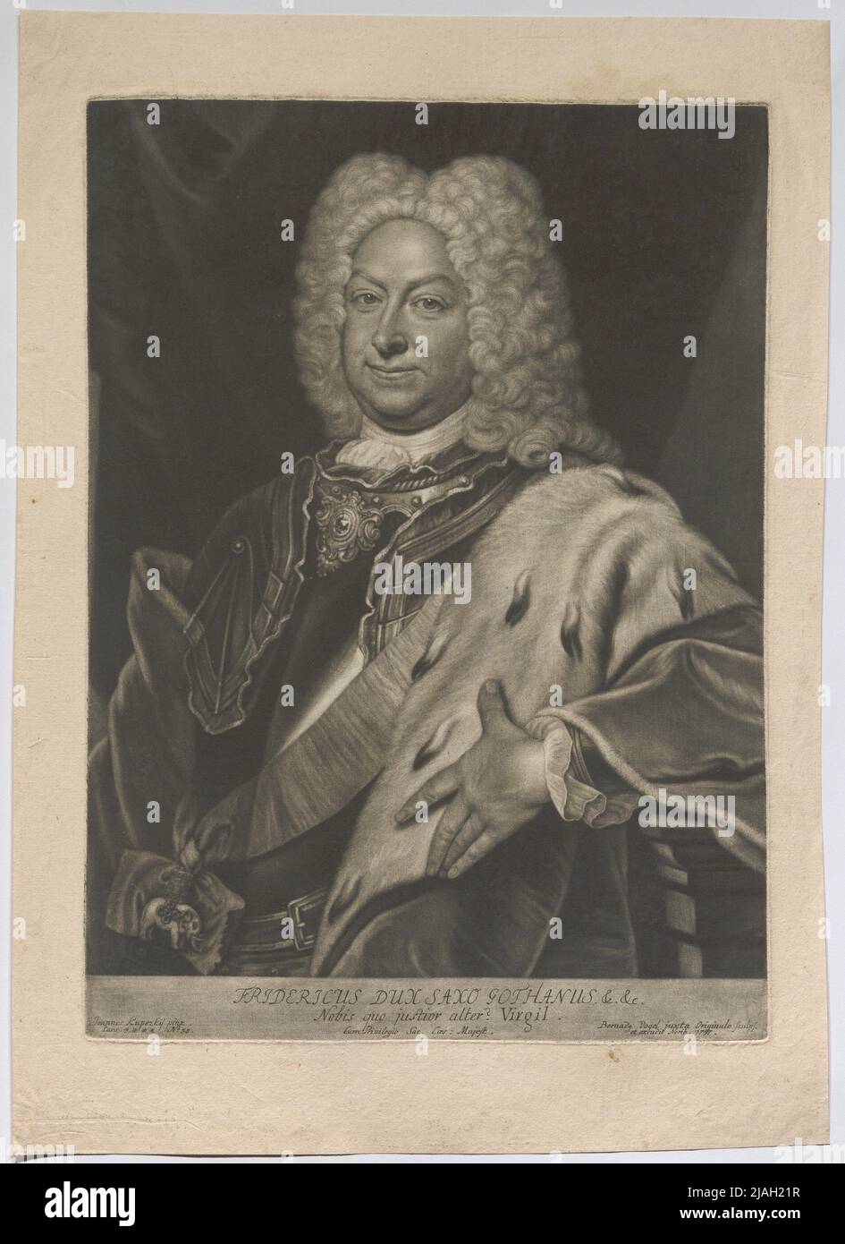 Friedrich Chief ZX Gothanus &. Sec. '. Friedrich (iii.) Herzog von Sachsen-Goth-Altenburg. Bernhard Vogel (1683-1737), ARTISTE MEZZOTINT, après : Johann Kupetzky (1667-1740), artiste Banque D'Images