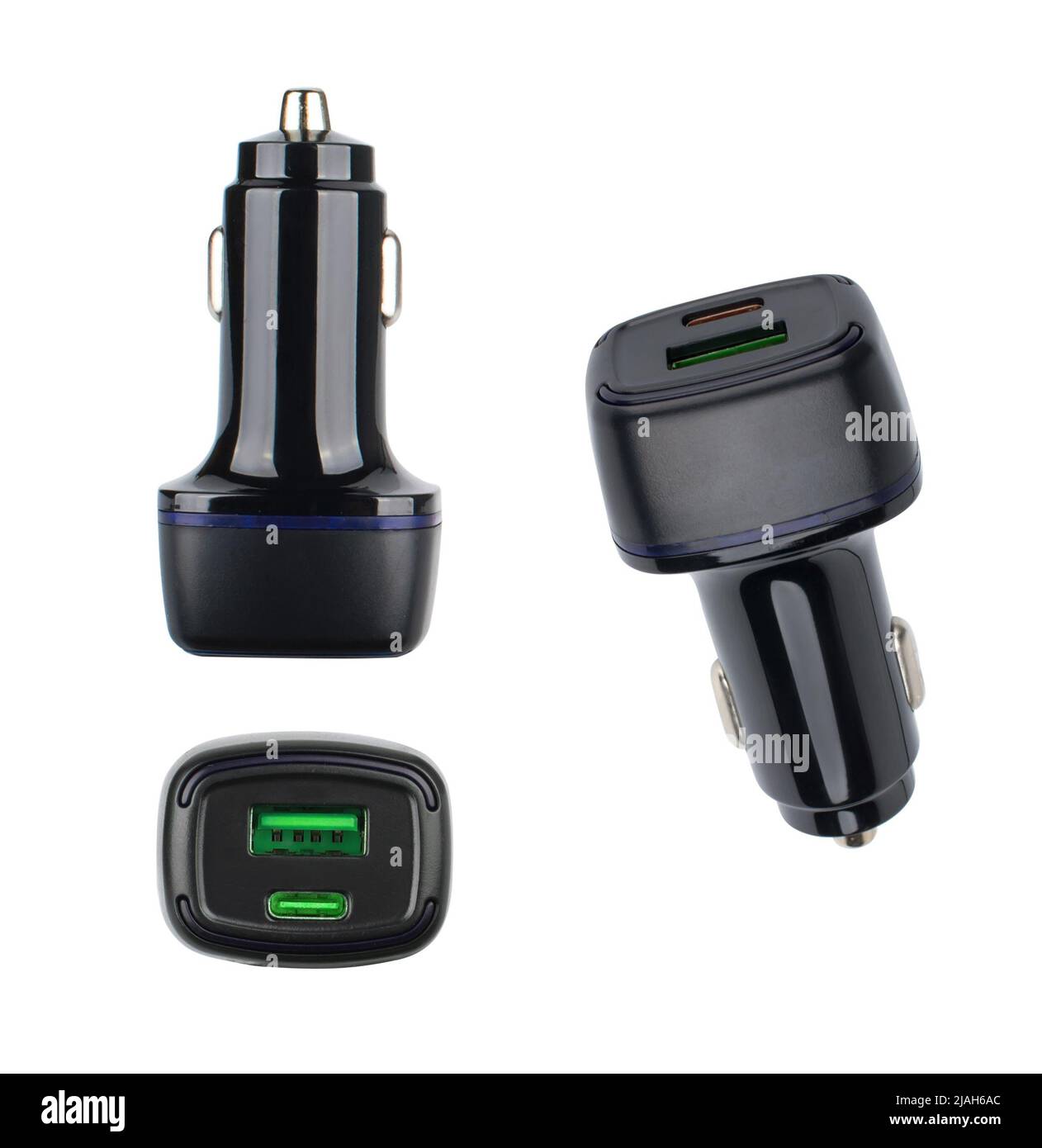 adaptateur secteur pour tablette de téléphone de l'allume-cigare à la voiture, sur un arrière-plan blanc en isolation Banque D'Images