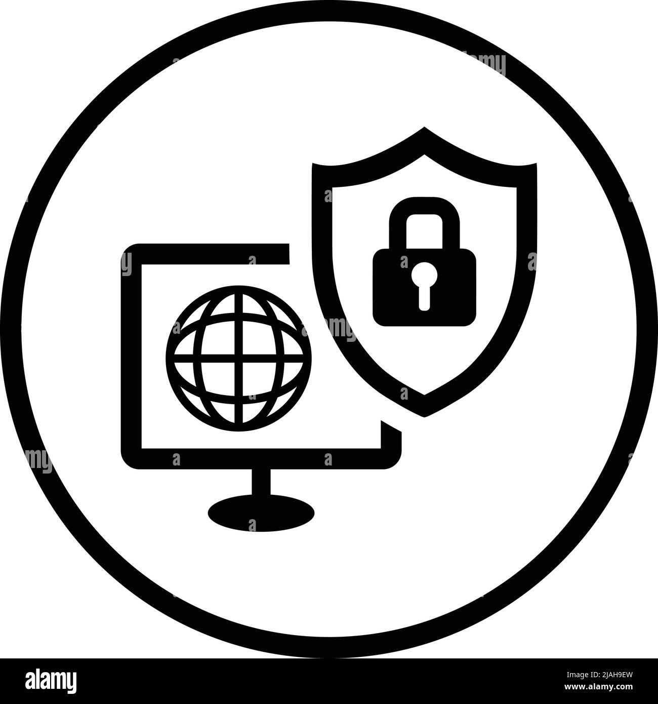 Sécurité en ligne, icône de bouclier - conception vectorielle bien organisée et modifiable utilisant dans des buts commerciaux, des supports d'impression, le Web ou tout type de projets de conception Illustration de Vecteur