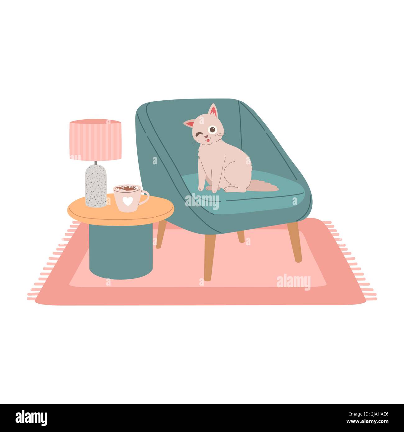 Chat sur chaise moderne modèle plat vecteur Illustration de Vecteur