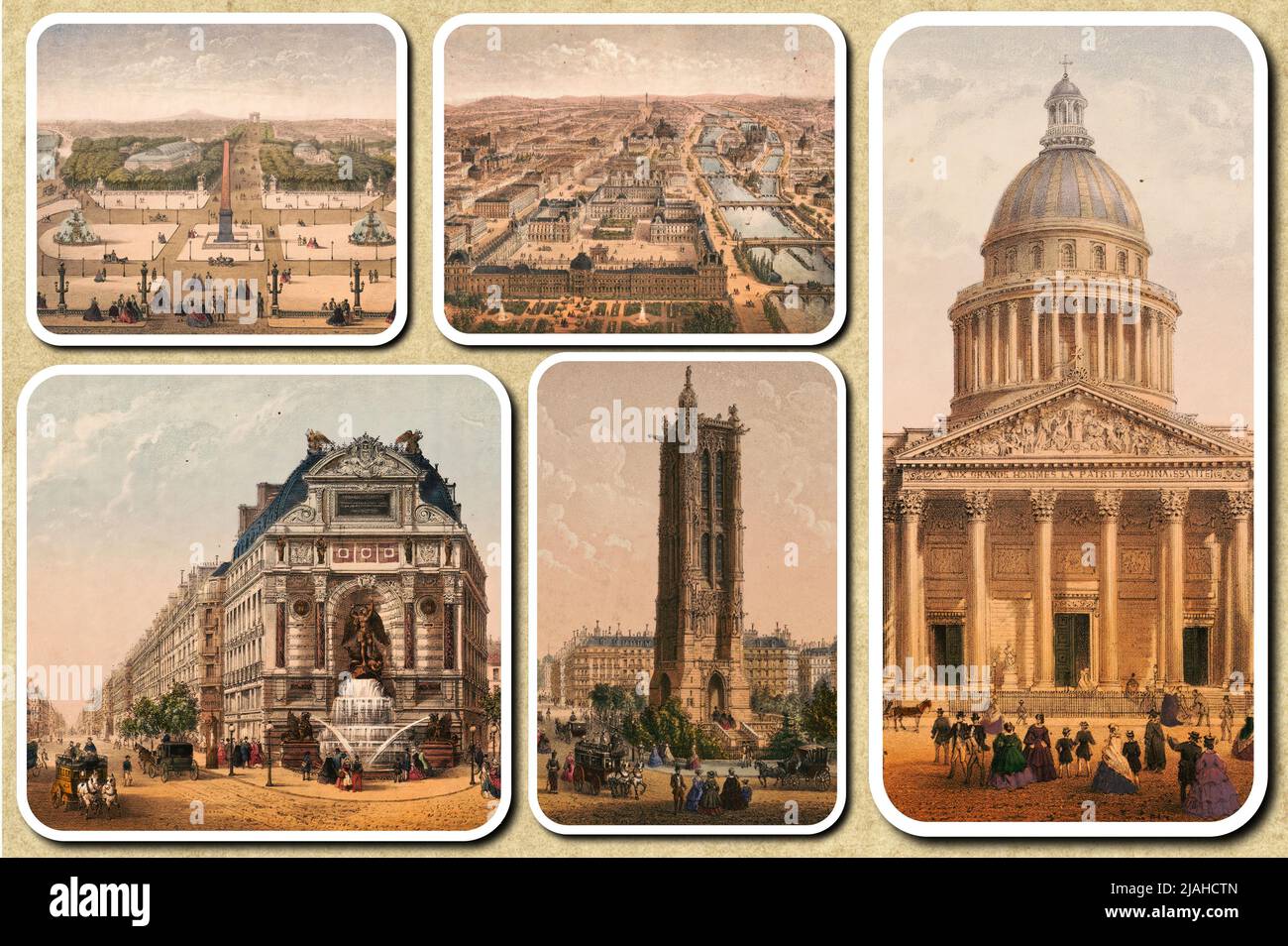 La belle ville de Paris avec ses monuments comme elle était au début du XXe siècle Banque D'Images