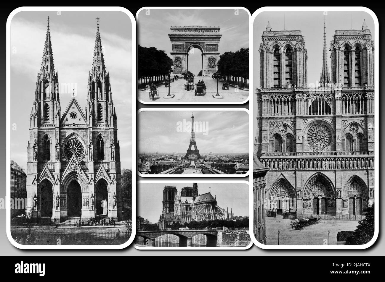 La belle ville de Paris avec ses monuments comme elle était au début du XXe siècle Banque D'Images