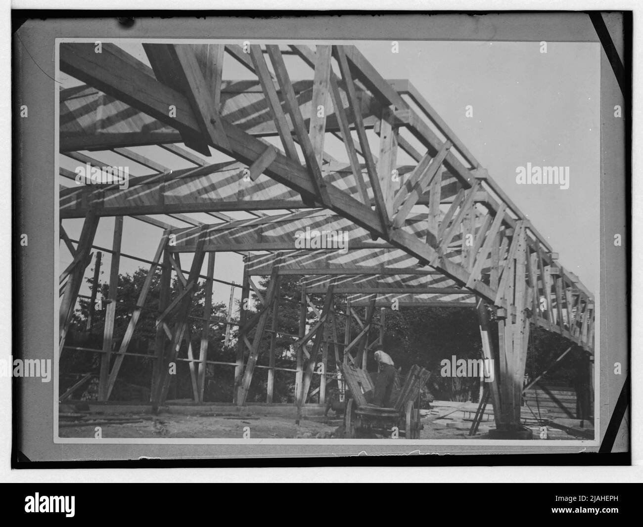 Travaux de construction (sur une installation sportive conçue par Emil Hoppe et Otto Schönthal?) Banque D'Images