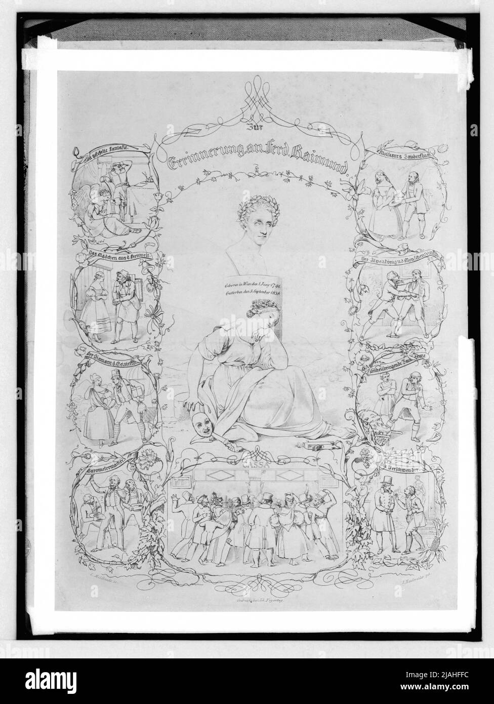 'Mémoire de Ferdinand Raimund', gravure en cuivre de Christoph Mahlknecht à Josef Haßlwander Banque D'Images