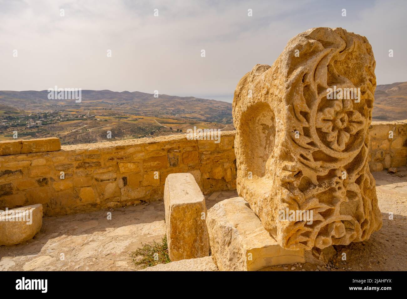 Les murs du château de Kerak Al-Karak Jordanie Banque D'Images