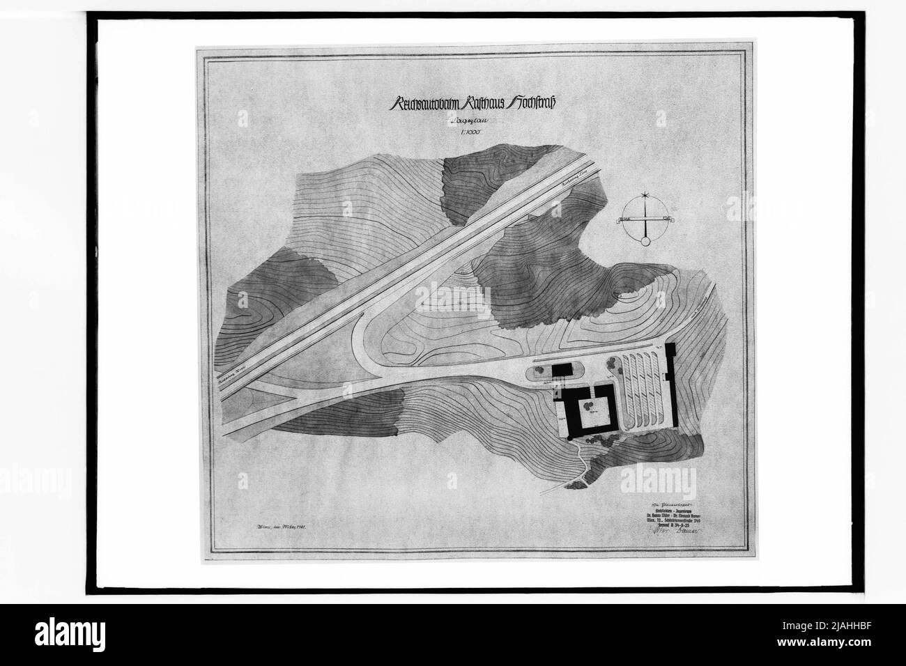 Projet pour le Rasthaus Hochstraß sur le Reichsautobahn (plan du site) Banque D'Images